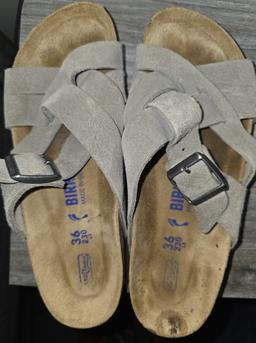 Birkenstock Women’s Lugano Gray Suede Crisscross Buckle Sandals